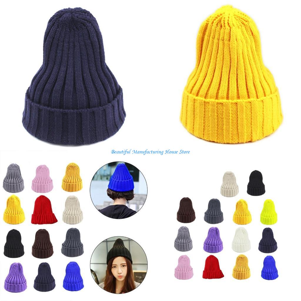Beanie Cuffed Knit - E56A Зимняя вязаная шапка-бини унисекс в