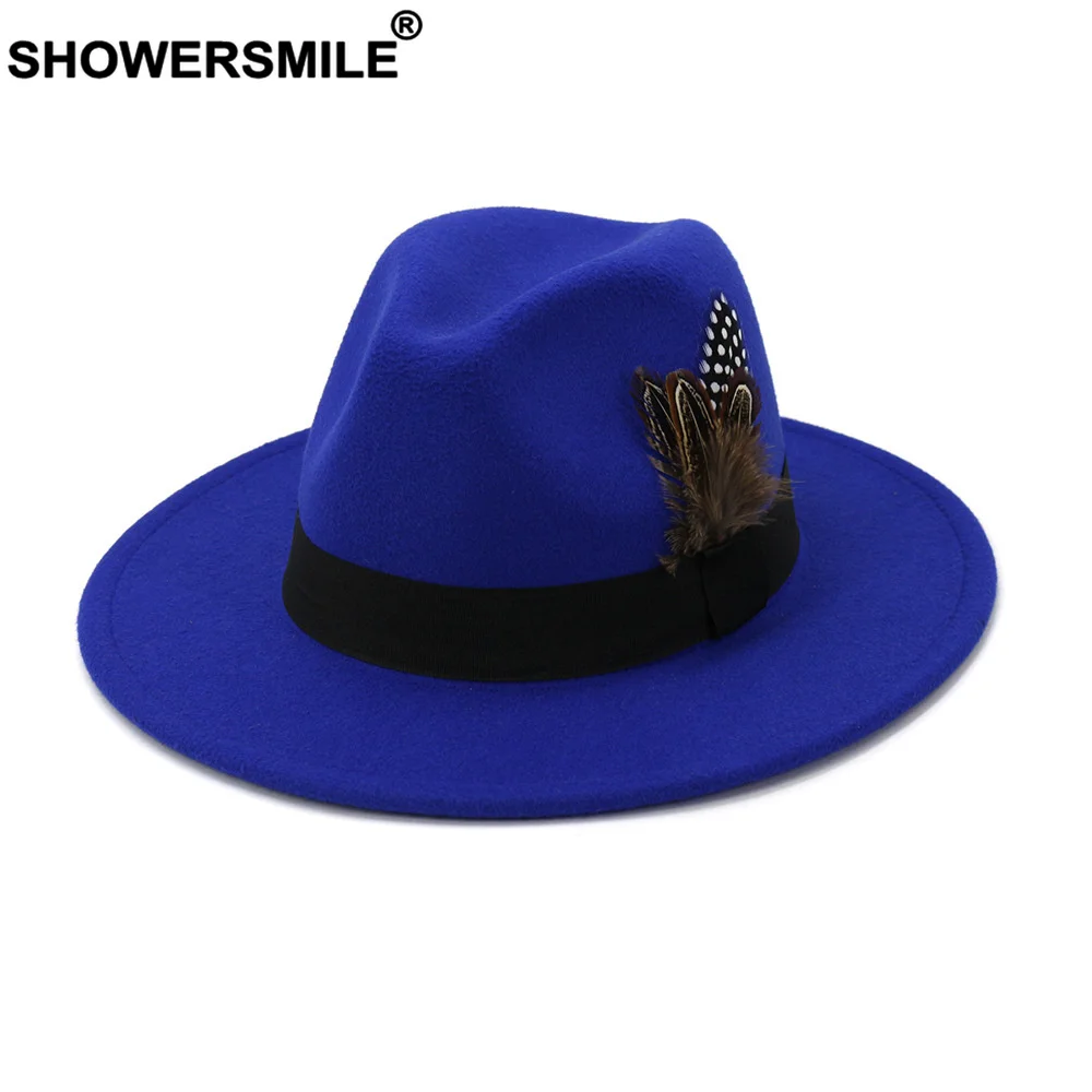 Fedora Hat Wool - SHOWERSMILE Royal Blue Женская и мужская