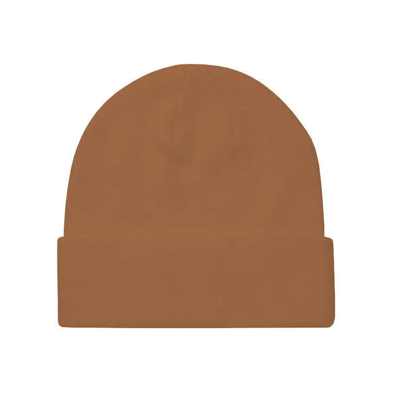 Beanie Cuffed Knit - Женские вязаные однотонные зимние шапки унисекс
