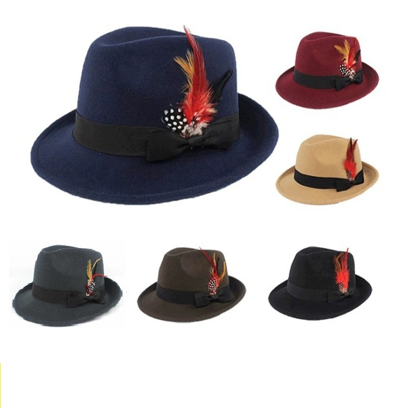 Популярный цилиндр с перьями в – обзор и цена Fedora Hat Wool